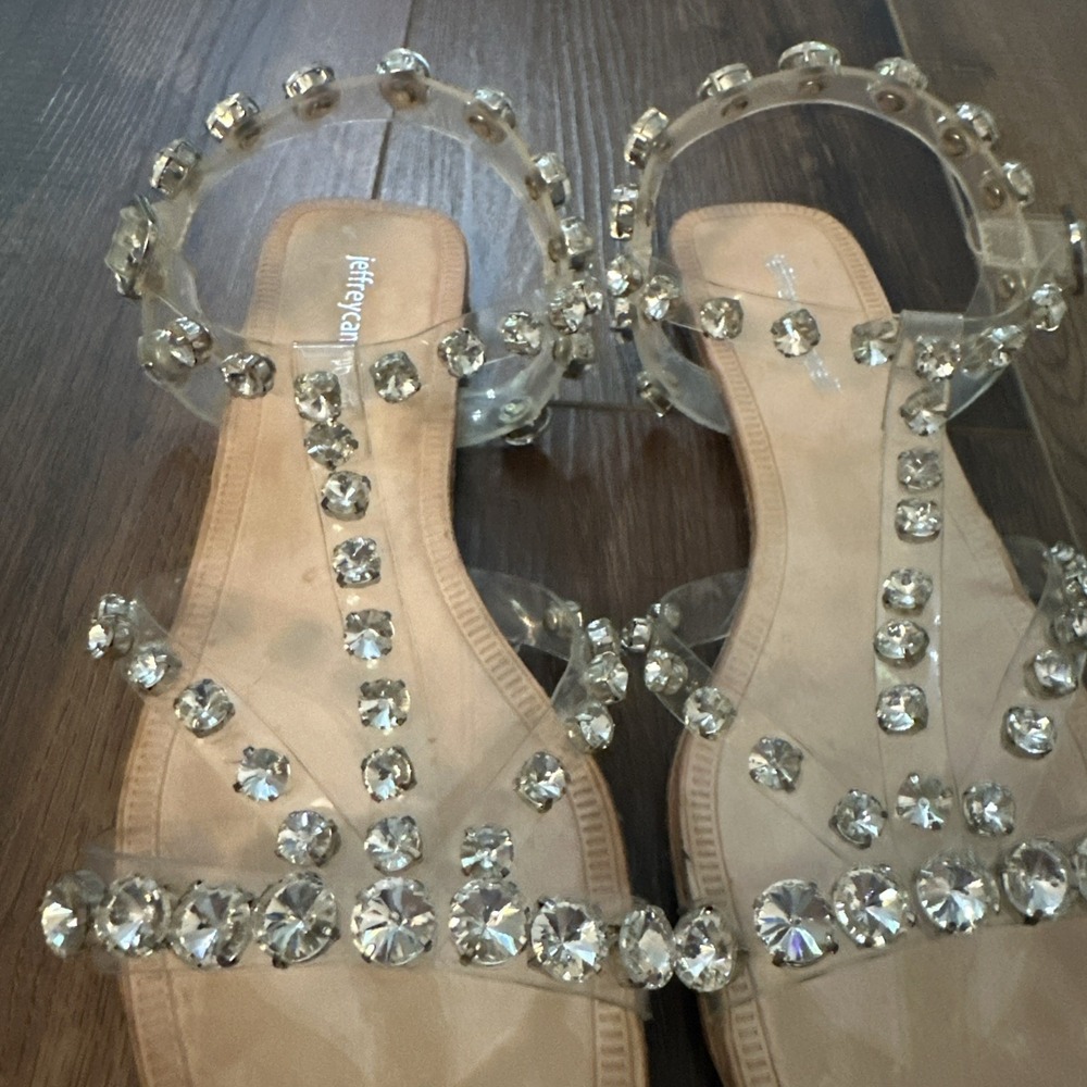 Jeffrey Cambell Amaryl Crystal Rhinestone Sandal size 39 US 8 Slides Clear Vinyl - Picture 3 of 9